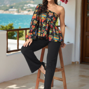 Women Embellished One Shoulder Cotton Top