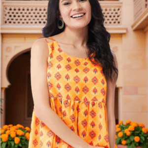 Women Ethnic Motifs Printed Round Neck A-line Top