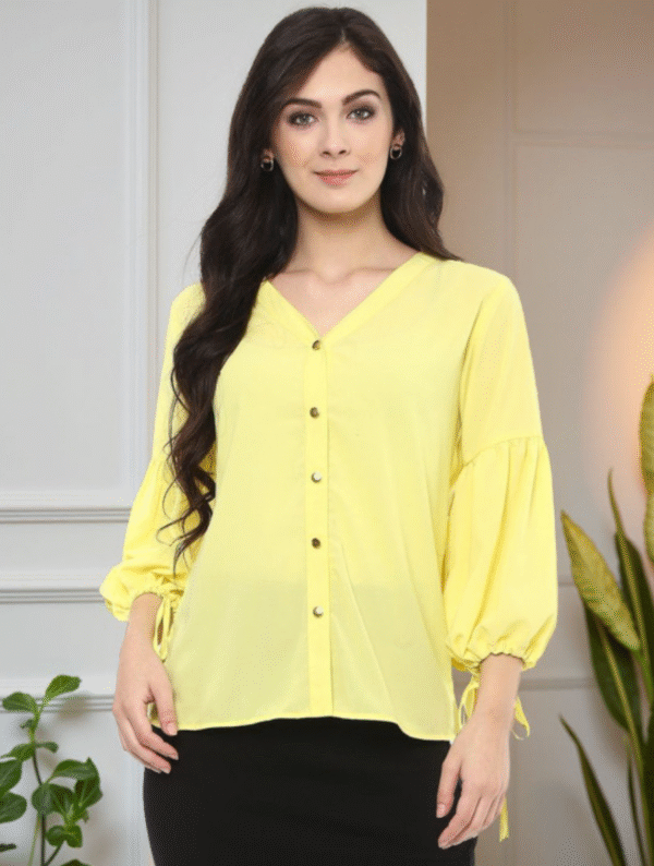Women Puff Sleeves Shirt Style Top