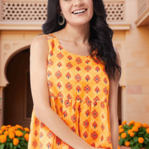 Ethnic Motifs Printed Round Neck A-Line Top