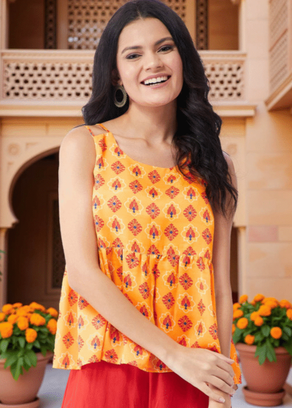 Ethnic Motifs Printed Round Neck A-Line Top