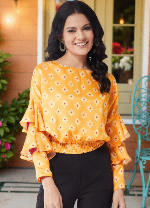 Printed Bell Sleeve Regular Top